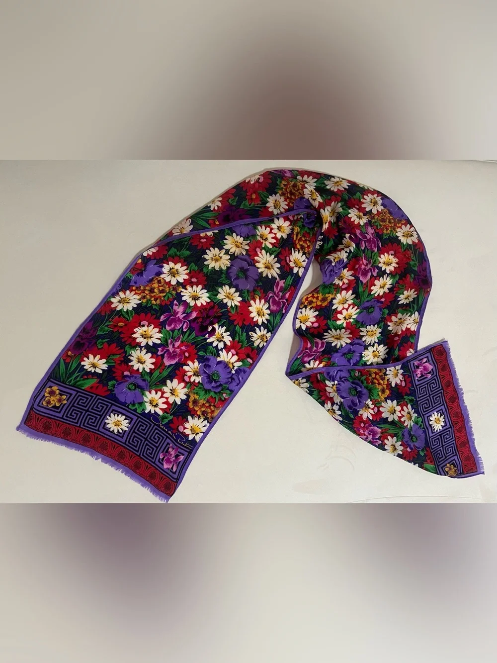Vintage Oscar de la Renta Floral Silk Scarf